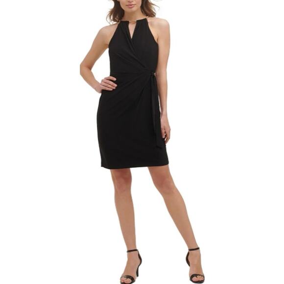 NEW Kensie Keyhole Halter Wrap Dress Size 4 Stretch Sheath Cocktail Formal NWT - Picture 1 of 13